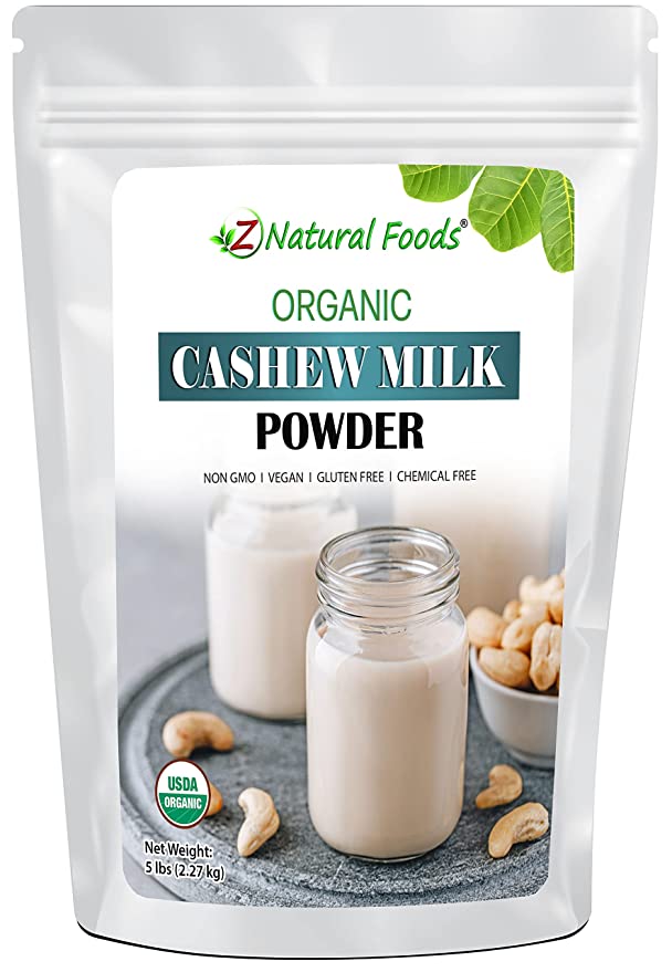  Z Natural Foods Organic Cashew Milk Powder - All Natural Creamer - Perfect For Coffee, Smoothies, Cereal, Drinks & Baking - Vegan, Gluten Free, Non GMO, Kosher, & Dairy Free - 5 lbs  - 793888825147