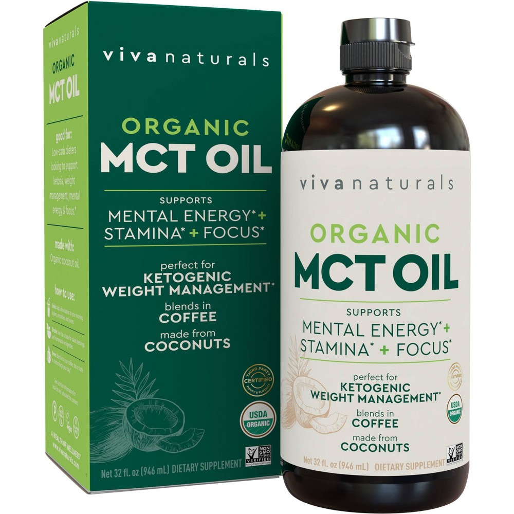 Viva Naturals Organic MCT Oil for Supporting Mental Energy - 32 fl oz - 794168525221