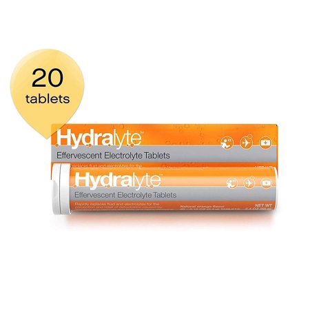 Hydralyte - Electrolyte Tablets for On-The-Go Clinical Hydration, Orange, 20 Count - Effervescent Tablets Support Recovery of Lost Electrolytes Due to Flu, Exercise, Travel, Extreme Heat or Alcohol - 794168804944