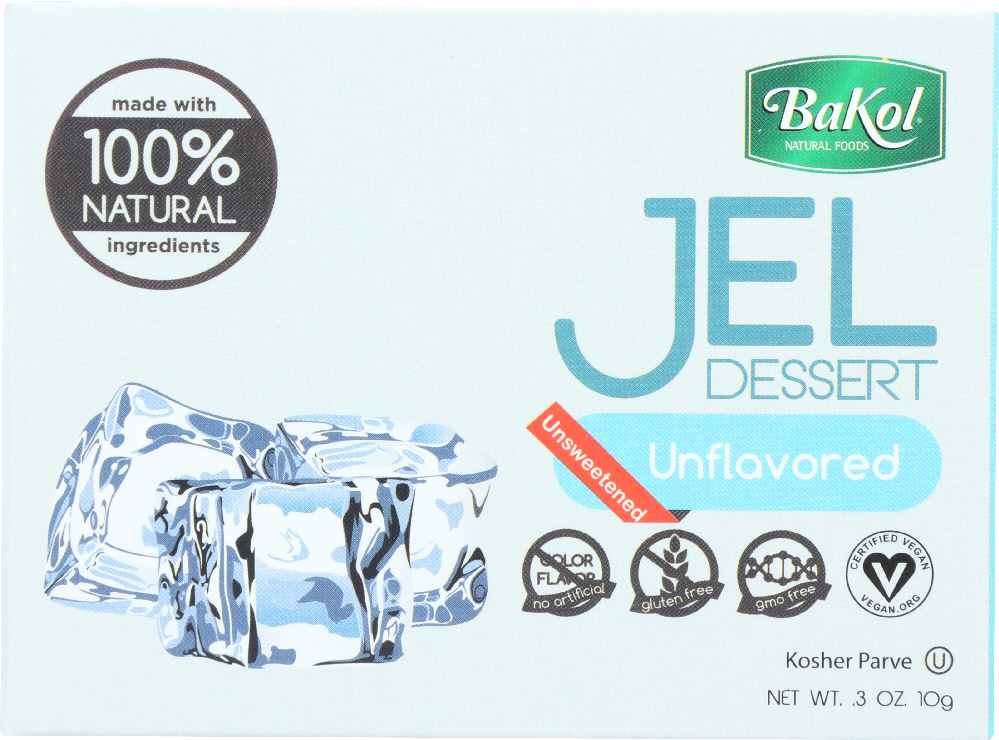 BAKOL: 100% Natural Jel Dessert Unflavored Sugar Free, 0.3 oz - 0794504329469