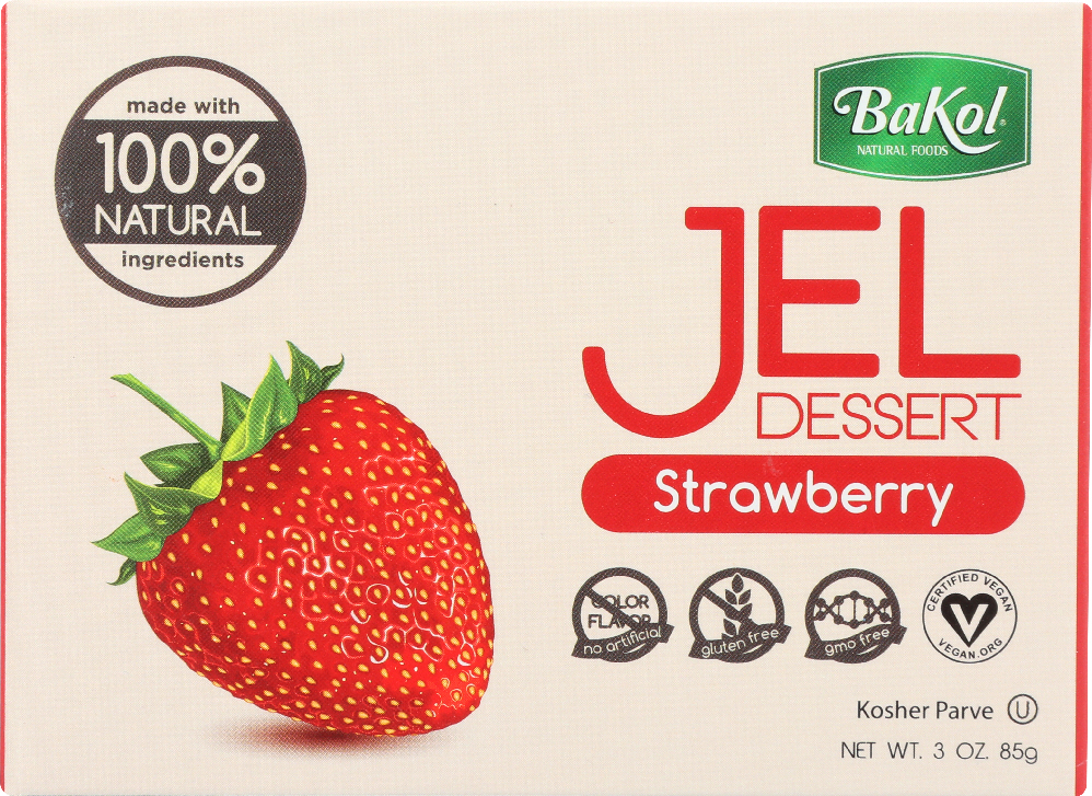 BAKOL: 100% Natural Jel Dessert Strawberry, 3 oz - 0794504329766