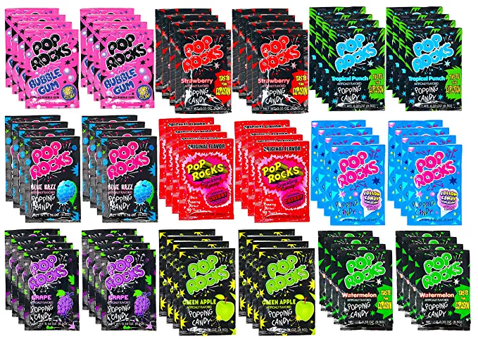  Pop Rocks Crackling Candy Variety Pack of 72 – Classic Popping Candy - Nine Different Flavors Bulk Pop Rocks Pack  - 794604435145