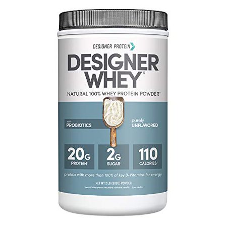 Designer Wellness Designer Whey Natural 100% Whey Protein Powder with Probiotics, Fiber, and Key B-Vitamins for Energy, Gluten-free, Non-GMO, Purely Unflavored 2 lb (B0009VFDEI) - 795186269715