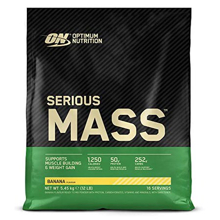 Optimum Nutrition Serious Mass Weight Gainer Protein Powder, Vitamin C, Zinc and Vitamin D for Immune Support, Banana, 12 Pound (Packaging May Vary) - 795186358884