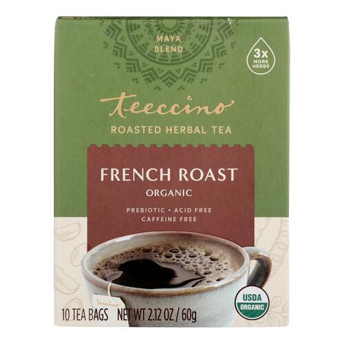 Teeccino French Roast Herbal Coffee Dark Roast - 10 Tea Bags - Case Of 6 - 0795239401109