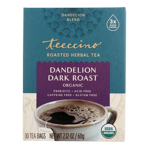 Teeccino Organic Herbal Coffee - Dandelion Dark Roast - 10 Bags - Case Of 6 - 795239431106