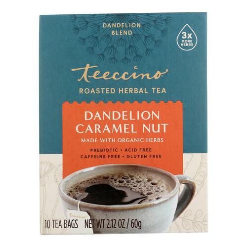 Teeccino Organic Herbal Coffee - Dandelion Caramel Nut - 10 Bags - Case Of 6 - 795239432202