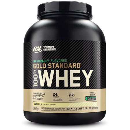OPTIMUM NUTRITION GOLD STANDARD 100% Whey Protein Powder, Naturally Flavored Vanilla, 4.8 Pound (Packaging May Vary) - 795655874235