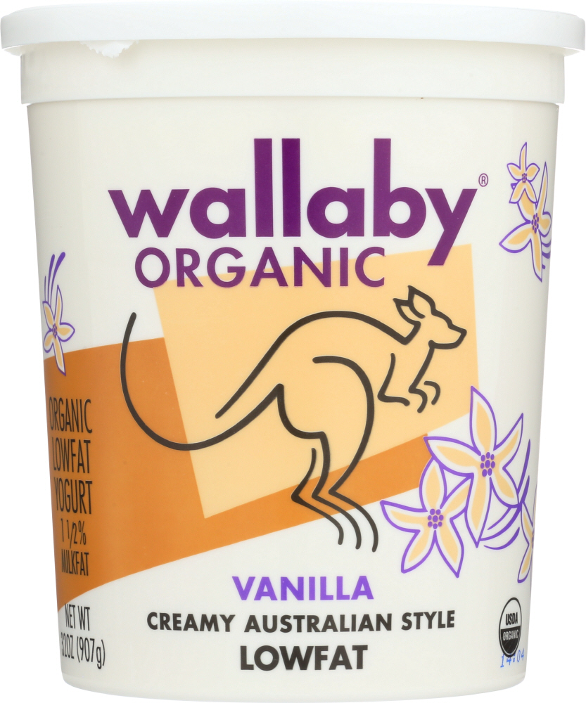 WALLABY: Organic Vanilla Blended Lowfat Yogurt, 32 oz - 0795709020014