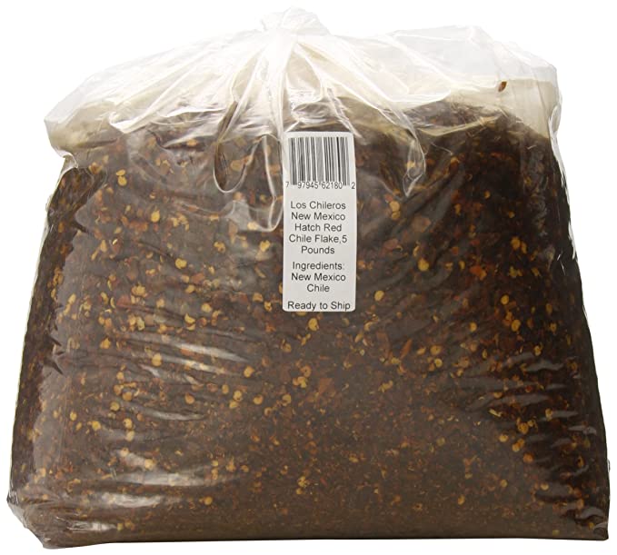  Los Chileros New Mexico Hatch Red Chile, Flake, 5 Pound  - 797945621802