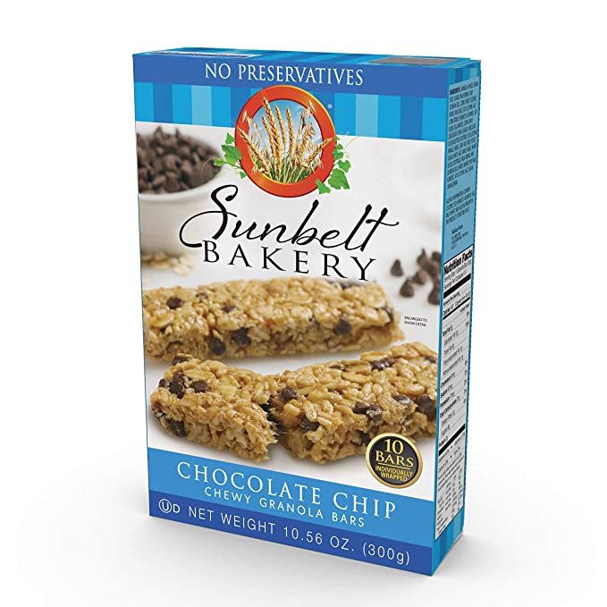  Sunbelt Bakery Chocolate Chip Chewy Granola Bars, 1.1 oz Bars, 120 Count  - 196991310041