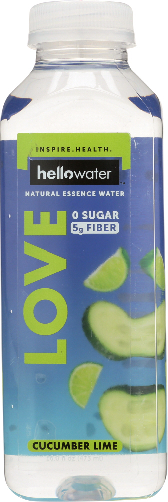 HELLOWATER: Love, Cucumber Lime Water, 16 oz - 0798304411287