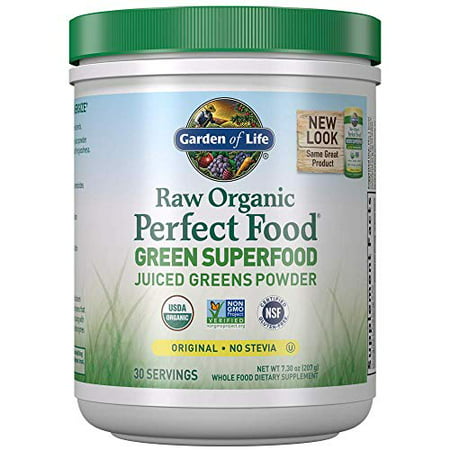 Garden of Life Raw Organic Perfect Food Green Superfood Juiced Greens Powder - Original Stevia-Free, 30 Servings, Non-GMO, Gluten Free Whole Food Dietary Supplement, Alkalize, Detoxify, Energize (B002HI1LSI) - 798411162409