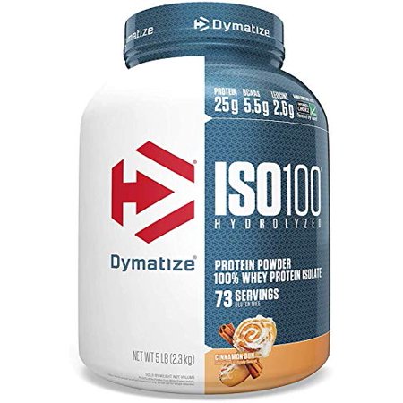 Dymatize ISO 100 Whey Protein Powder with 25g of Hydrolyzed 100% Whey Isolate, Gluten Free, Fast Digesting, Cinnamon Bun, 5 Pound - 798411269115