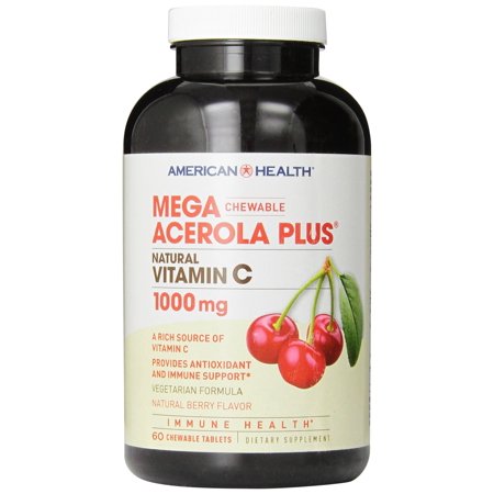 American Health Mega Acerola Plus Chewable Natural Berry - 60 Chewable Wafers - 798411330495