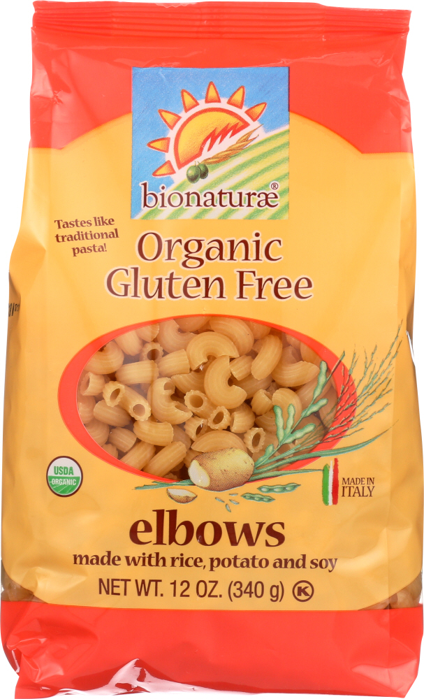BIONATURAE: Organic Pasta Elbows Gluten Free, 12 oz - 0799210434049