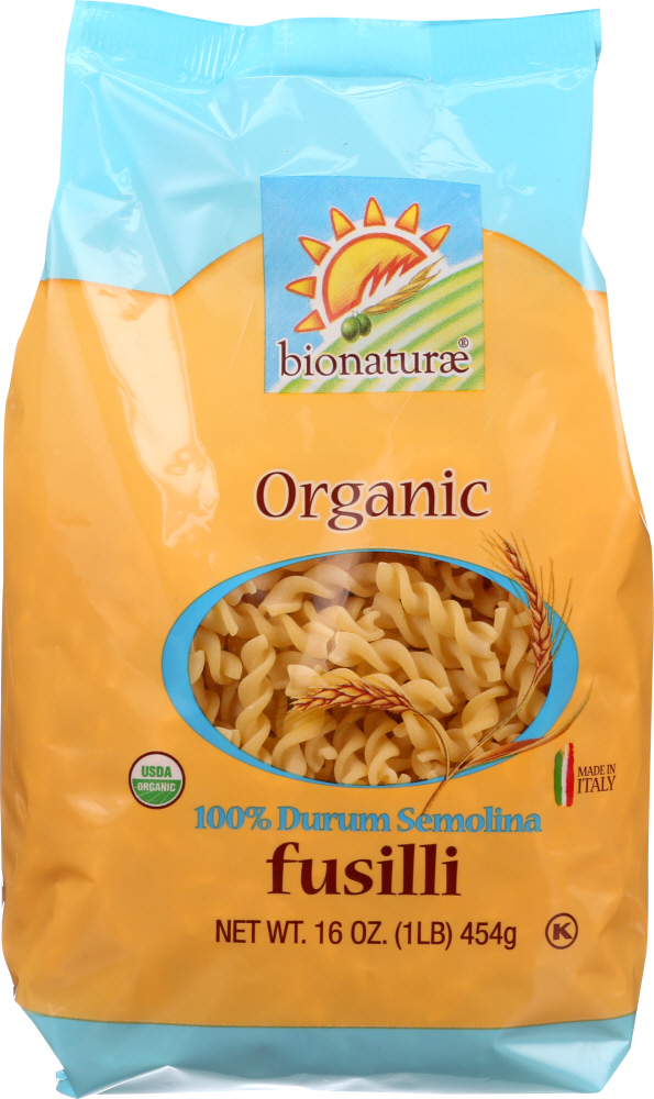 Bionaturae Pasta - Organic - 100 Percent Durum Semolina - Fusilli - 16 Oz - Case Of 12 - 0799210555546