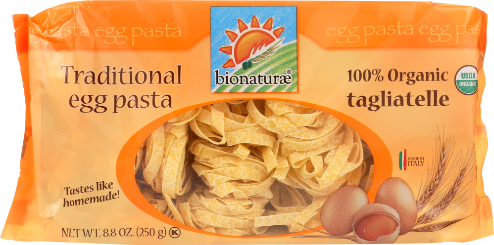 BIONATURAE: Organic Tagliatelle Egg Pasta, 8.8 oz - 0799210825014