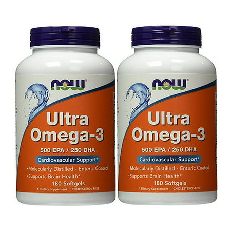 Now Foods - Ultra Omega 3 (500 EPA / 250 DHA) 180 Softgels (Pack of 2) - 799789480225