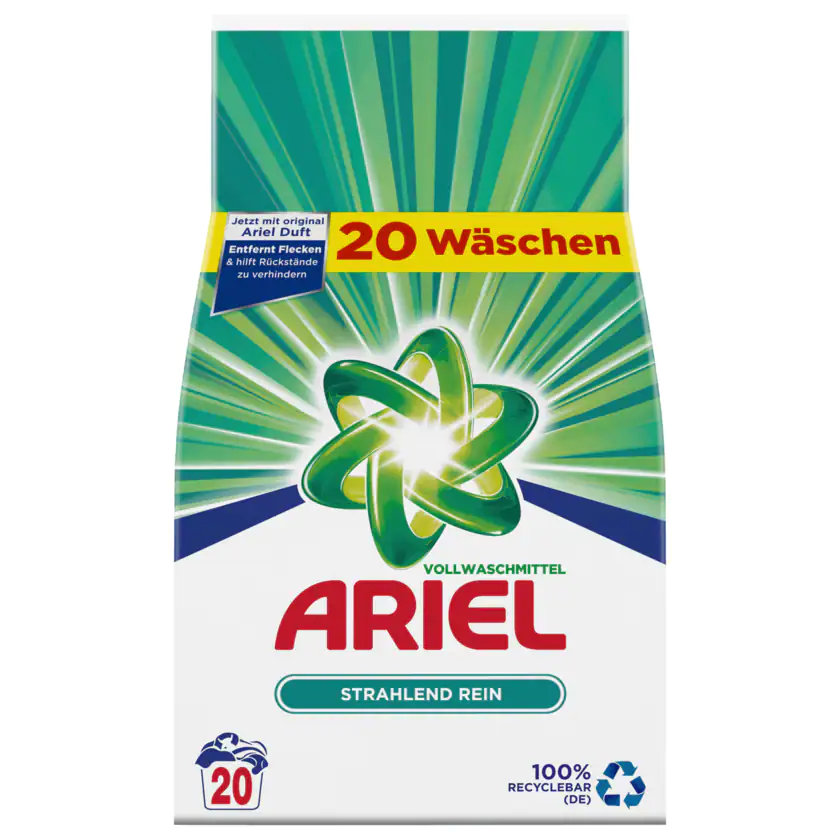 Ariel Vollwaschmittel Strahlend Rein 1,3kg, 20WL - 8001090421678