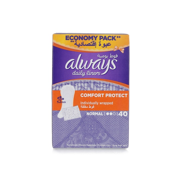 Always comfort protect wrapped pantyliners economy pack x40 - Waitrose UAE & Partners - 8001090542762