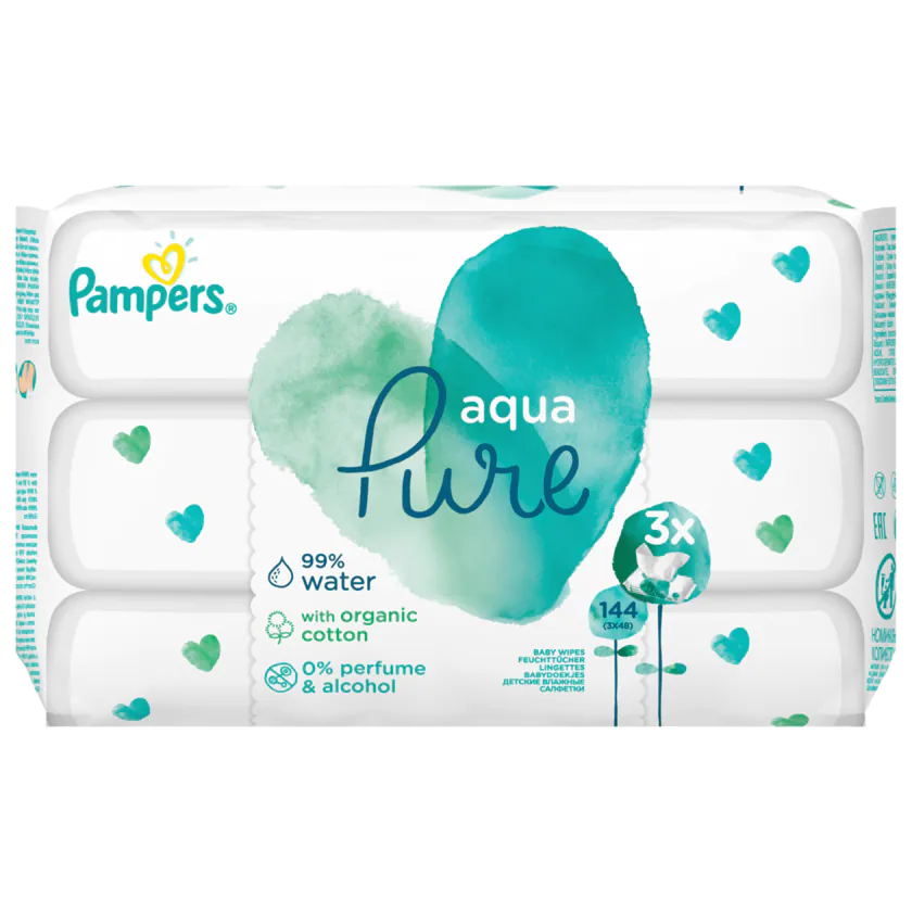 Pampers Aqua Pure Feuchttücher 3x48 Stück - 8001090603388