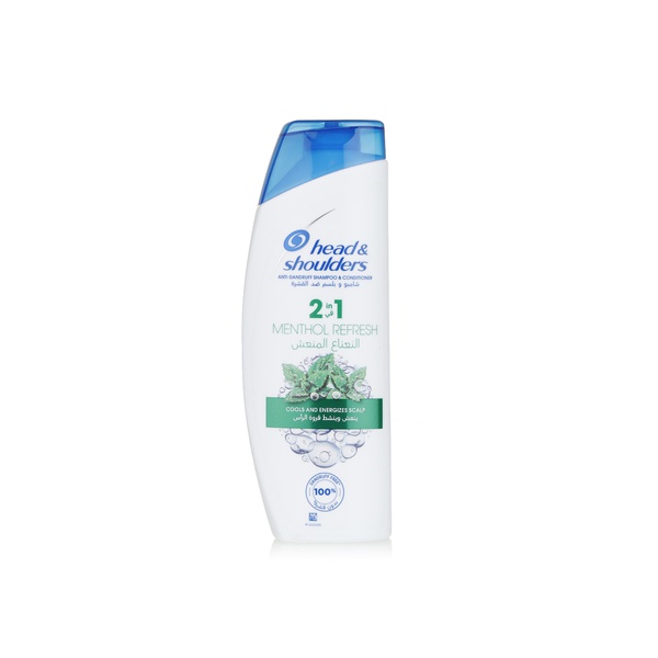 Head & Shoulders menthol refresh 2 in 1 anti-dandruff shampoo 400ml - Waitrose UAE & Partners - 8001090616784