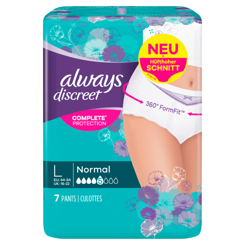Always Discreet Inkontinenz Einlagen Pants Normal L 7 Stück - 8001090715043
