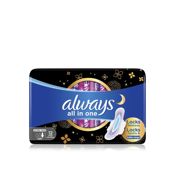 Always Diamond ultra thin extra long sanitary pads x12 - Waitrose UAE & Partners - 8001090921468