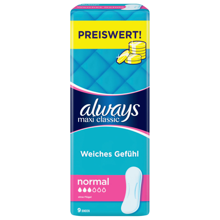 Always Damenbinden Maxi Classic Normal 9 Stück - 8001841053769