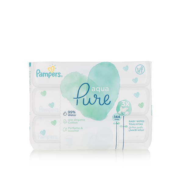 Pampers Aqua Pure baby wipes x48 X2 plus one free - Waitrose UAE & Partners - 8001841331980