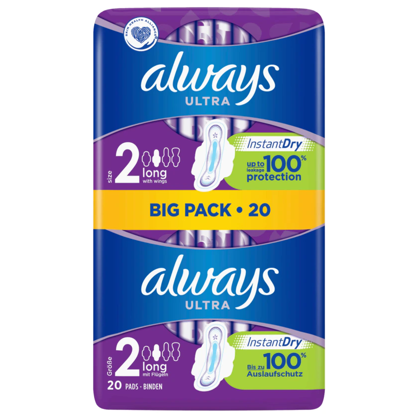 Always Ultra Long mit Flügeln Größe 2 Big Pack 20 Stück - 8001841370712
