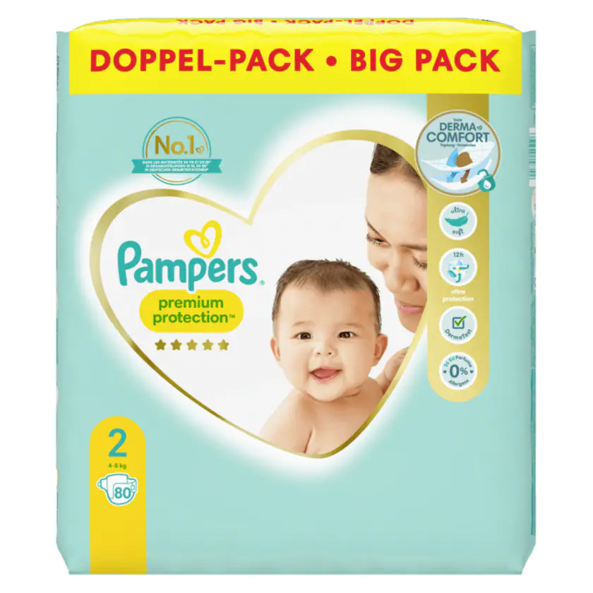 Pampers Premium Protection Windeln Gr.2 4-8kg 80 Stück - 8001841545196