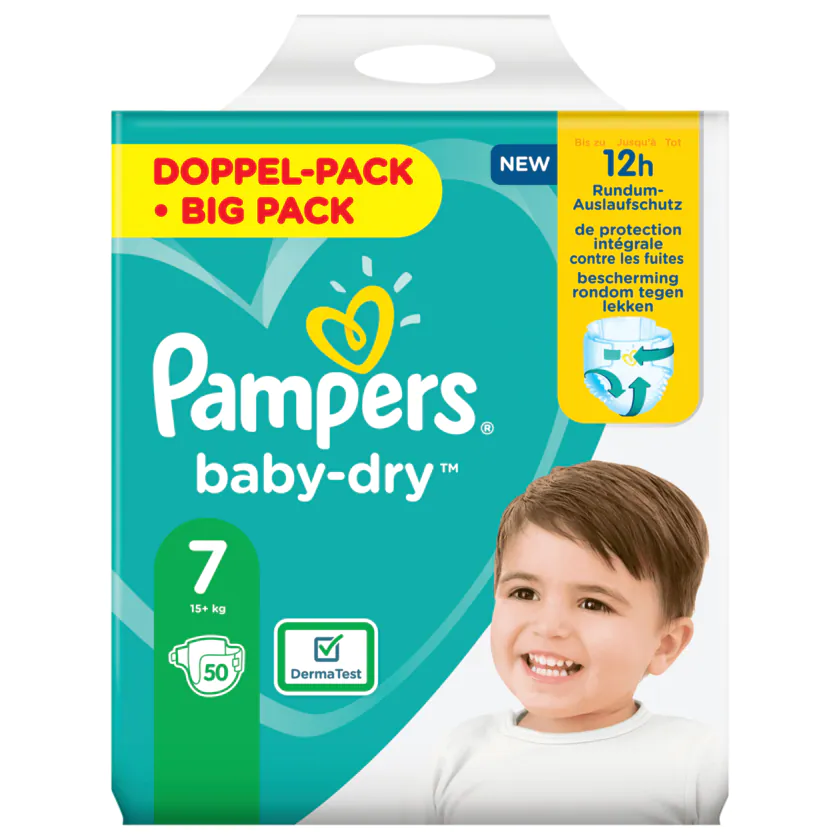 Pampers Baby-Dry Windeln Gr.7 15+kg Big Pack 50 Stück - 8001841677835