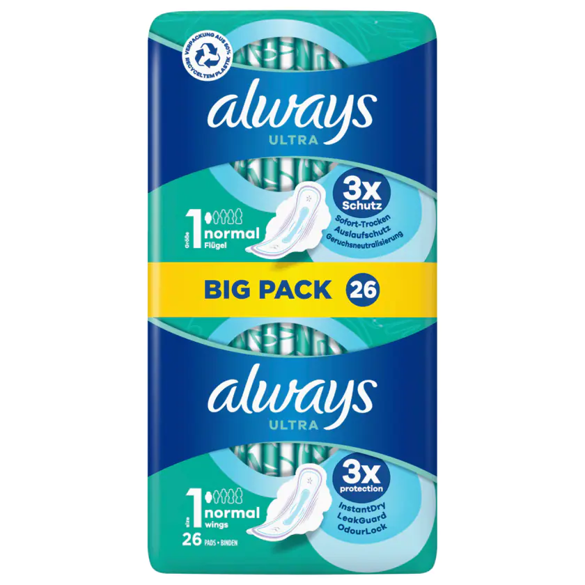 Always Ultra Damenbinden normal mit Flügel 26 Stück - 8001841953540