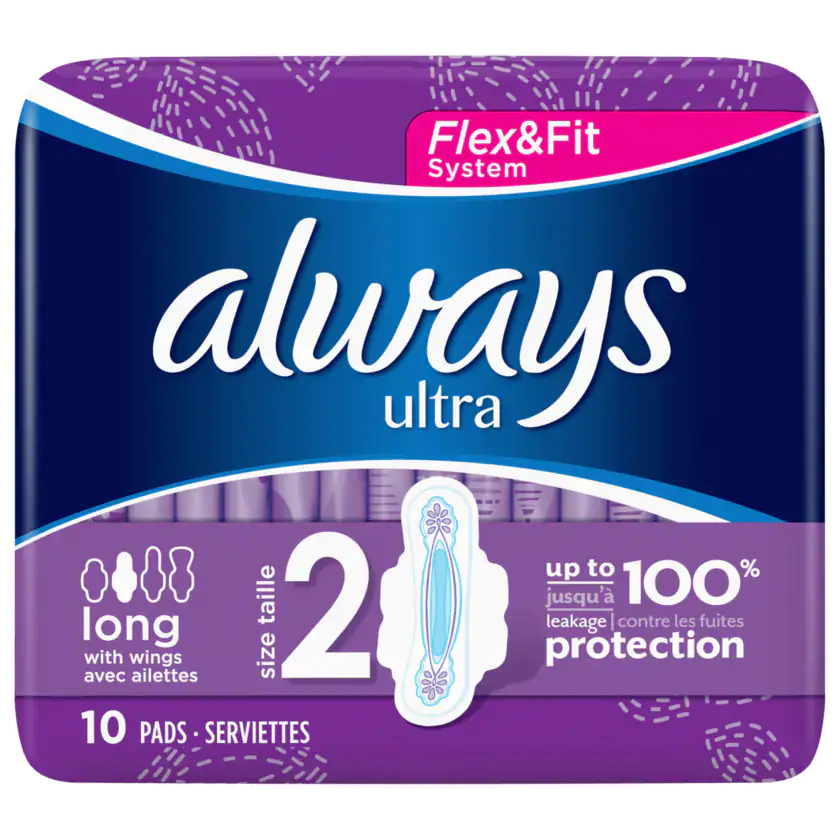 Always Ultra Damenbinden Long Plus mit Flügeln 10 Stück - 8001841953748