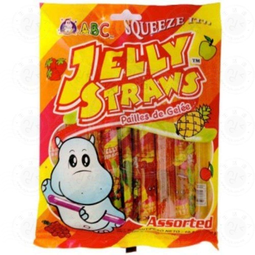 ABC Funny Hippo Fruit Flavour Jelly Straws Assorted Flavour 300g Fruit Jelly Bars - 0800489000238