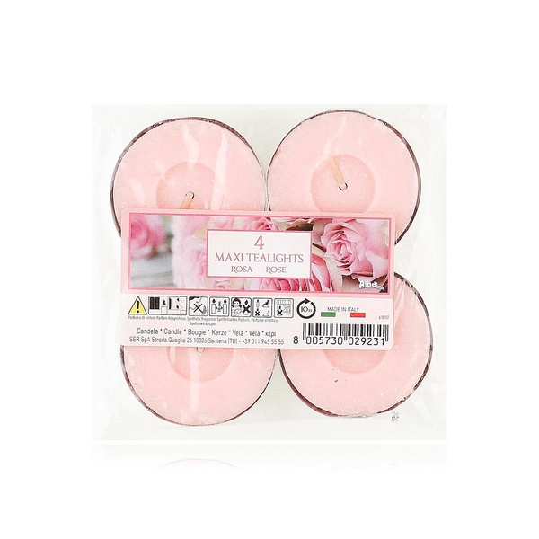 Aladino scented maxi tealight candle rose x4 - Waitrose UAE & Partners - 8005730029231