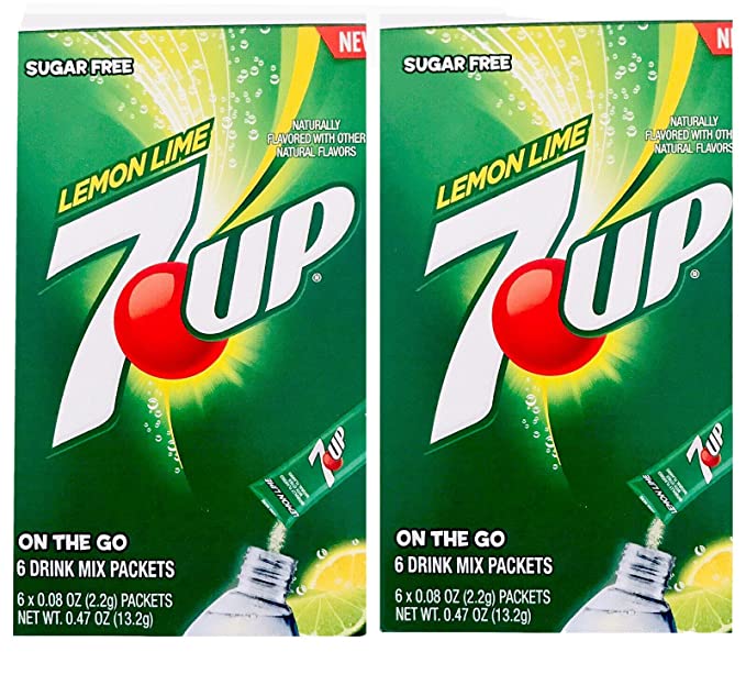 7/ UP SUGAR FREE LEMONLIME ON THE GO 6 DRINK MIX PACKETS ( 2 BOXES ) - 800587987653