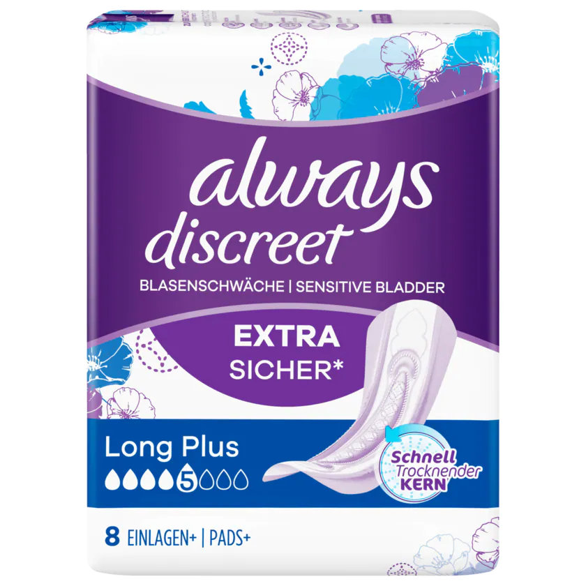 Always Discreet bei Blasenschwäche long plus 8 Stück - 8006540404898