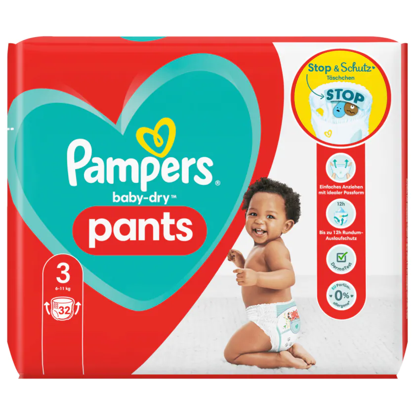 Pampers Baby-Dry Windeln Pants Gr.3 6-11kg 32 Stück - 8006540425343