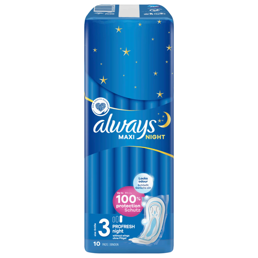 Always Damenbinden Maxi Night ProFresh Night Größe 3, 10 Stück - 8006540451991