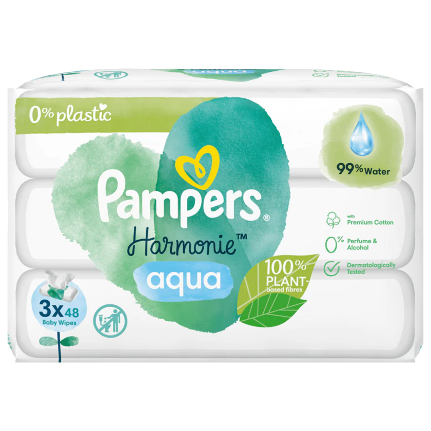 Pampers Harmonie Aqua Feuchttücher 3x48 Stück - 8006540458525