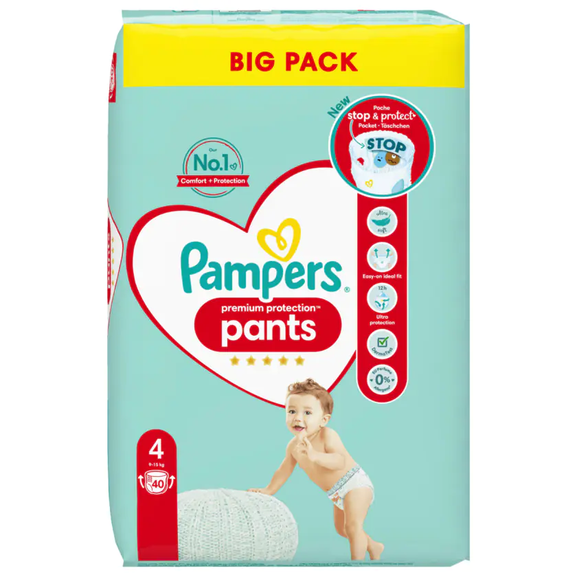 Pampers Premium Protection Windeln Pants Big Pack Gr.4 9-15kg 40 Stück - 8006540462287