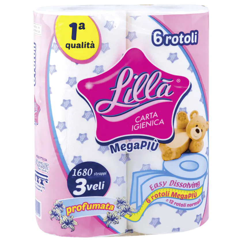 Lillà Toilettenpapier 3-lagig 6x280 Blatt - 8011909002004