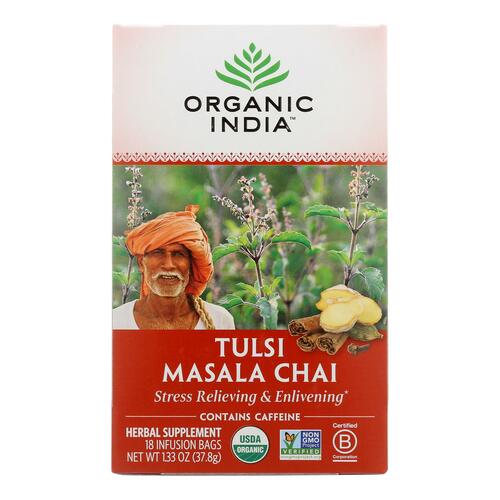 Organic India Tulsi Tea Chai Masala - 18 Tea Bags - Case Of 6 - 0801541500017