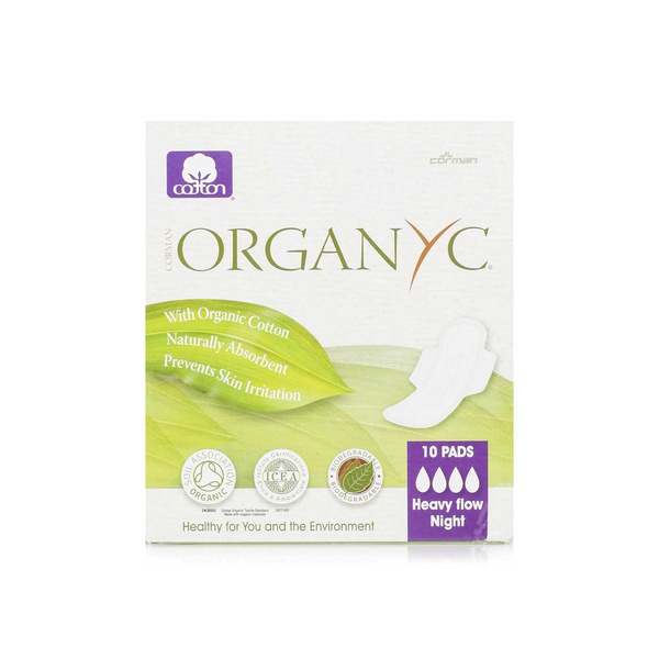 Organyc sanitary pads heavy flow wings 10 pads - Waitrose UAE & Partners - 8016867009935