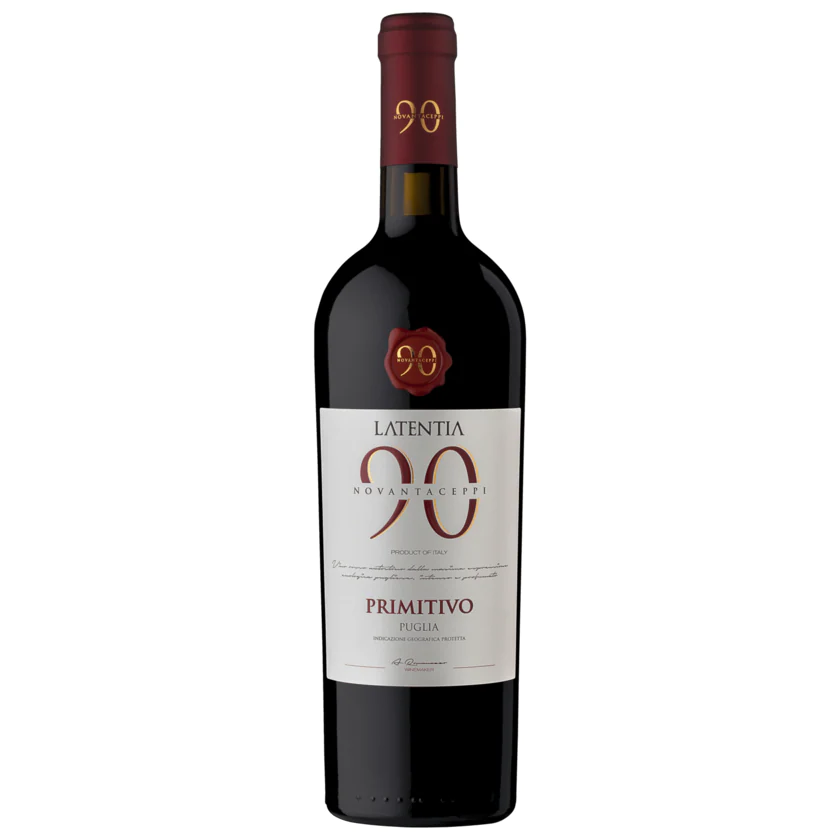 Latentia Novantaceppi Rotwein Primitivo halbtrocken 0,75l - 8051566562466