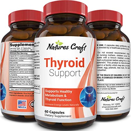Thyroid Support Complex Blend Vitamin B12, Zinc, Copper, Selenium, Iodine Increase Metabolism and Energy Supplement for Men and Women Weight Control and Weight Loss Pills - 806808279057