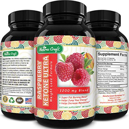 Blend of Raspberry Ketones, Green Tea Extract and African Mango - Lose Weight Faster - Natural Ingredients to Speed Up Weight Loss, Suppress Appetite & Burn Fat - 60 Capsules - 806810457740